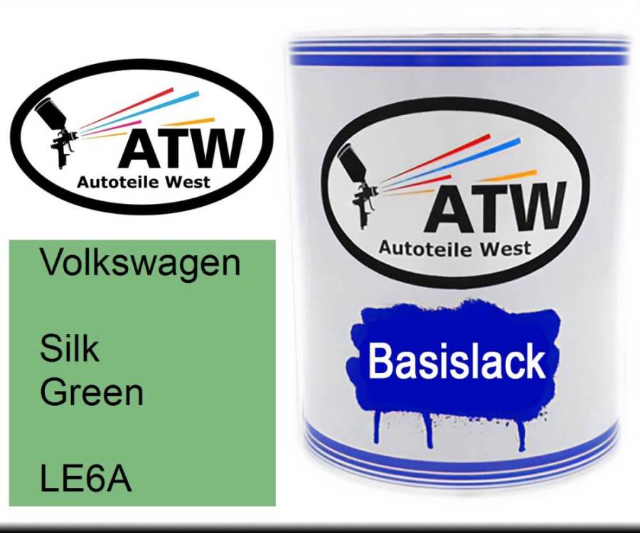 Volkswagen, Silk Green, LE6A: 1L Lackdose, von ATW Autoteile West.